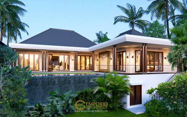 Desain Tampak Belakang Rumah Villa Bali 1 Lantai Bapak Marno di Jambi