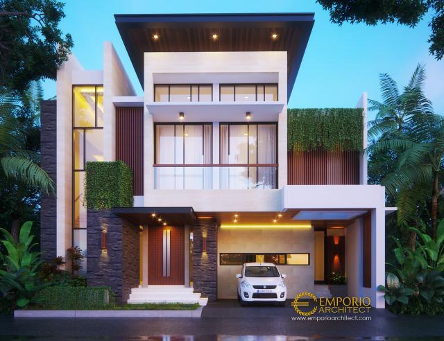 Desain Tampak Depan Rumah Modern 2 Lantai Ibu Johana di Jatibening, Bekasi