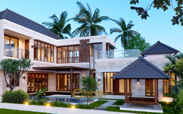 Desain Tampak Belakang Rumah Villa Bali 2 Lantai Bapak Dwi Harsono di Jawa Tengah