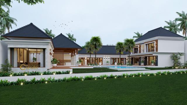 Desain Tampak Belakang Rumah Villa Bali 1 Lantai Ibu Adityan di Kalimantan Timur