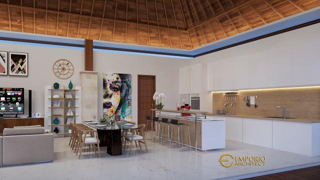 Desain Ruang Makan dan Dapur Rumah Villa Bali 1 Lantai Ibu Adityan di Kalimantan Timur