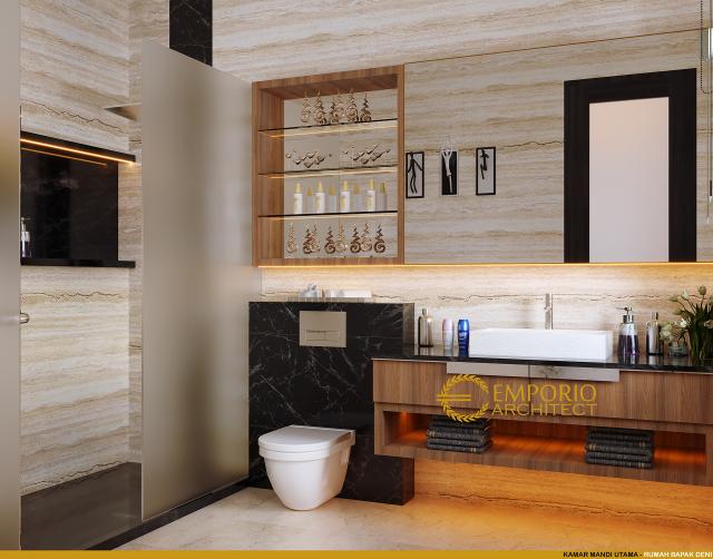 Desain Kamar Mandi Utama Rumah Modern 2 Lantai Bapak Deni di Karawang, Jawa Barat