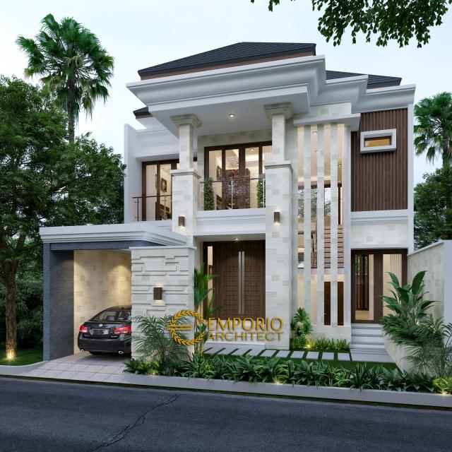 Desain Exterior Rumah Villa Bali 2 Lantai Bapak Norman di Karawang, Jawa Barat