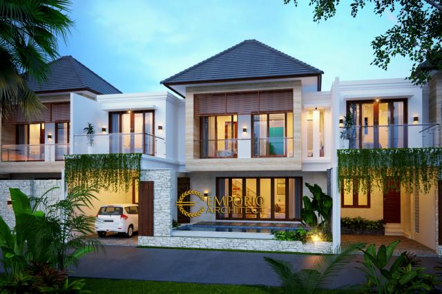 Desain Tampak Depan 2 Kompleks Villa Modern 2 Lantai Ibu Lenny (Seminyak East Development) di Kerobokan, Badung, Bali