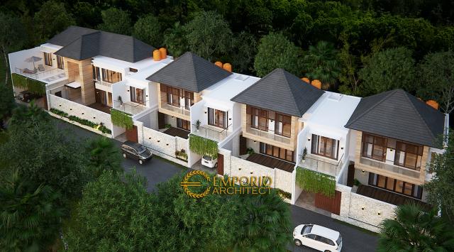 Desain Birdeye View Kompleks Villa Modern 2 Lantai Ibu Lenny (Seminyak East Development) di Kerobokan, Badung, Bali