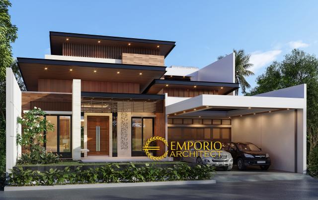 Desain Tampak Depan Rumah Modern 2 Lantai Bapak Irvan di Kuningan, Jawa Barat