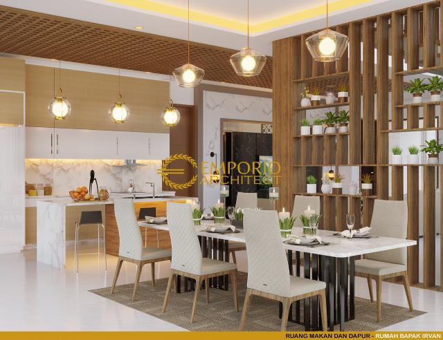 Desain Ruang Makan dan Dapur Rumah Modern 2 Lantai Bapak Irvan di Kuningan, Jawa Barat