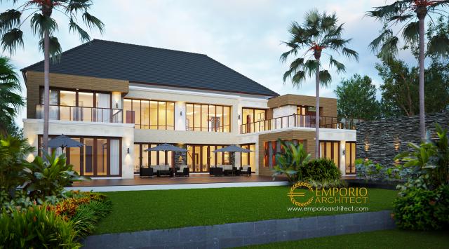 Desain Tampak Belakang Rumah Villa Bali 2 Lantai Bapak Yudi di Kutai Kartanegara