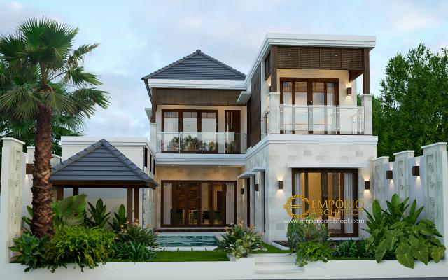 Desain Rumah Villa Bali 2 Lantai Ibu Rina di Lampung