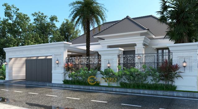 Desain Tampak Depan Dengan Pagar Rumah Classic 1 Lantai Bapak Arip di Magetan, Jawa Timur