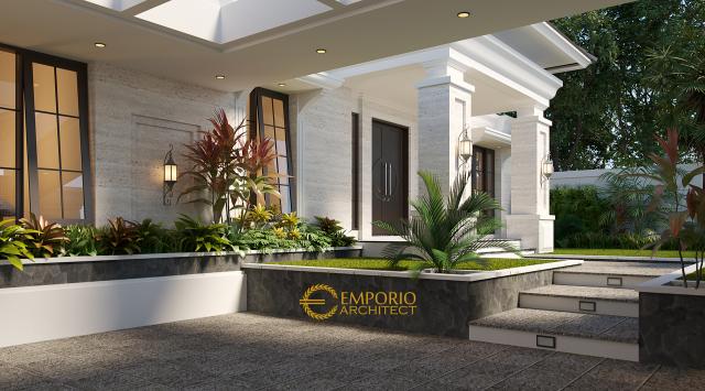 Desain Tampak Detail Depan Rumah Classic 1 Lantai Bapak Arip di Magetan, Jawa Timur