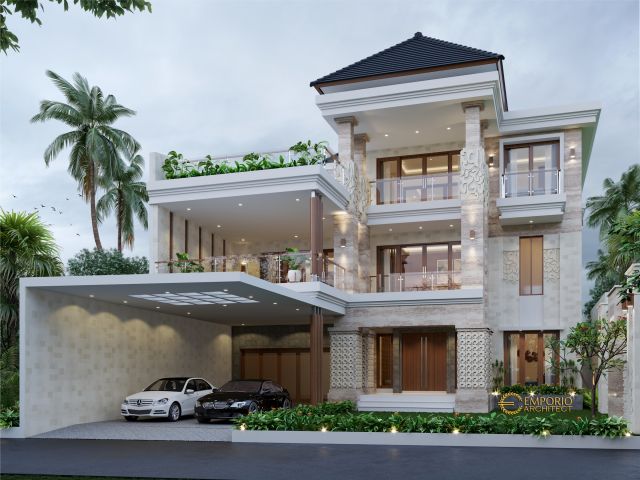 Desain Rumah Villa Bali 3 Lantai Bapak Alfred di Makassar