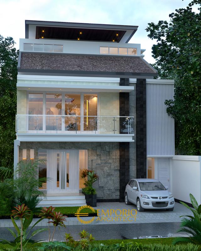 Desain Tampak Depan Rumah Modern 2 Lantai Bapak Rendy di Makassar