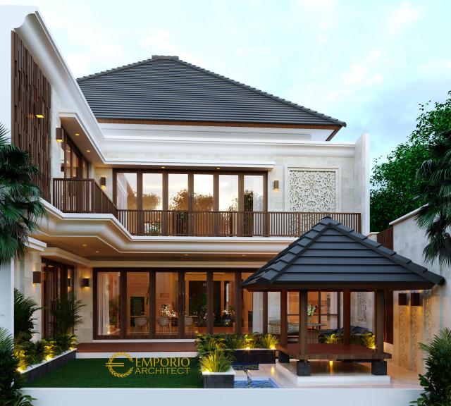 Desain Tampak Belakang Rumah Villa Bali 2 Lantai Ibu Putri di Makassar