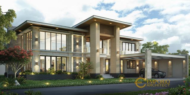 Desain Tampak Depan Rumah Modern 2 Lantai Bapak Alwi di Malang