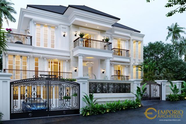 Desain Rumah Classic 3 Lantai Bapak Christ di  Malang