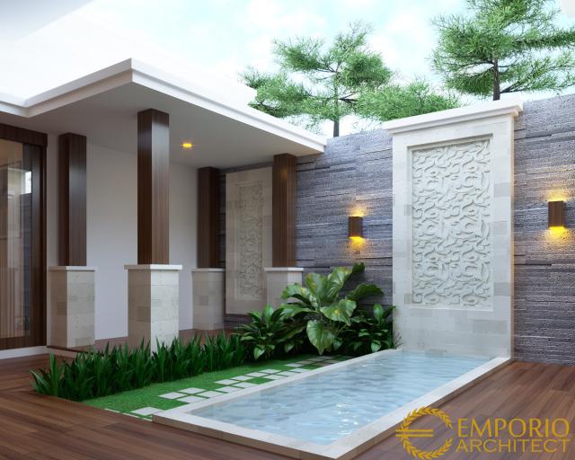 Desain Area Halaman Rumah Villa Bali 1 Lantai Ibu Ponky di Malang