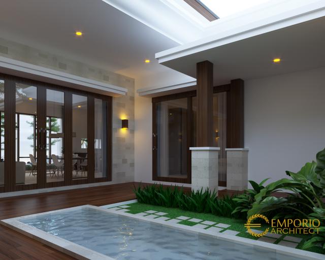 Desain Area Halaman Rumah Villa Bali 1 Lantai Ibu Ponky di Malang