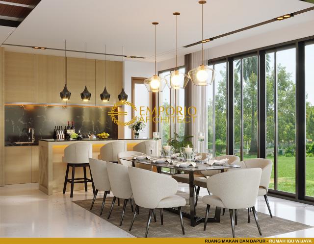 Desain Ruang Makan dan Dapur Rumah Modern 3 Lantai Ibu Wijaya di Malang, Jawa Timur