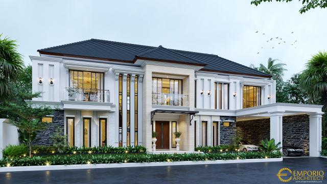 Desain Tampak Depan 2 Rumah Classic 2 Lantai Bapak Toni di Manado