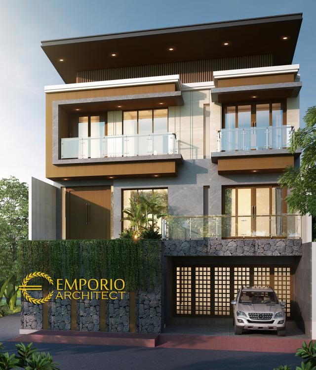 Desain Tampak Depan Rumah Modern 2.5 Lantai Bapak Aziz di Mataram