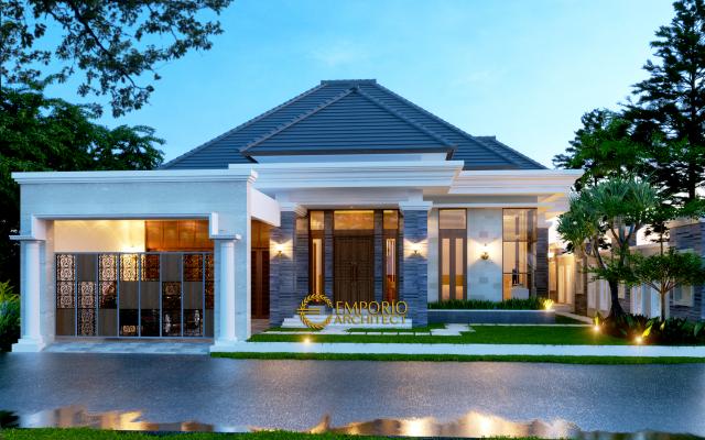 Desain Tampak Depan Rumah Villa Bali 1 Lantai Bapak Adi Perdana di Medan