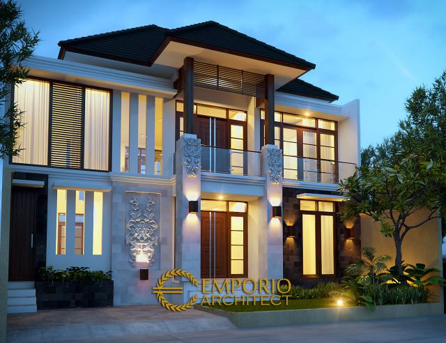 Desain Tampak Depan Rumah Villa Bali 2 Lantai Bapak Azwar Anas di Medan