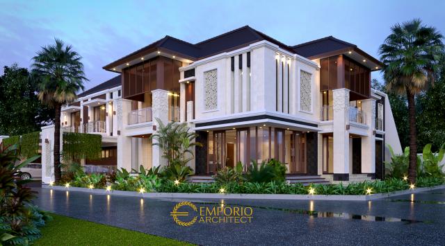 Desain Tampak Samping Rumah Hook Villa Bali 3 Lantai Bapak Hadi di Medan, Sumatera Utara