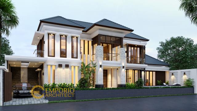 Desain Tampak Depan Rumah Villa Bali 2 Lantai Ibu Ratna di Mengwi, Bali