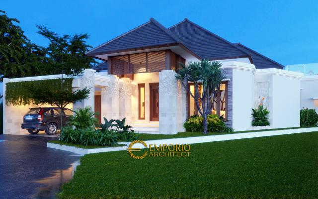 Desain Exterior Rumah Villa Bali 1 Lantai Bapak Taufik Hidayat di Padang, Sumatera Barat