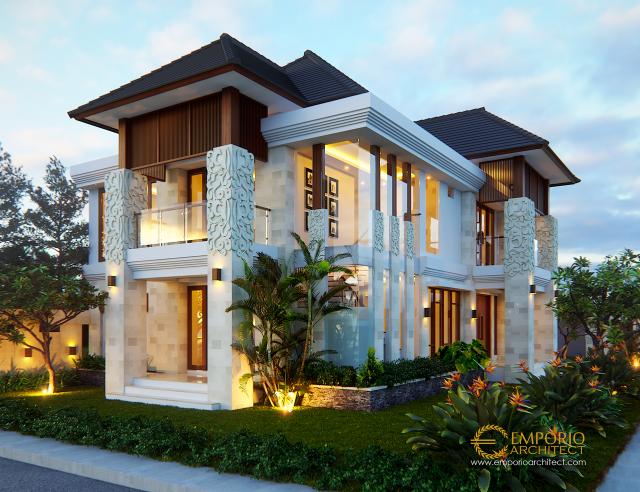 Desain Tampak Depan 1 Rumah Hook Villa Bali 2 Lantai Ibu Suli di Palangka Raya