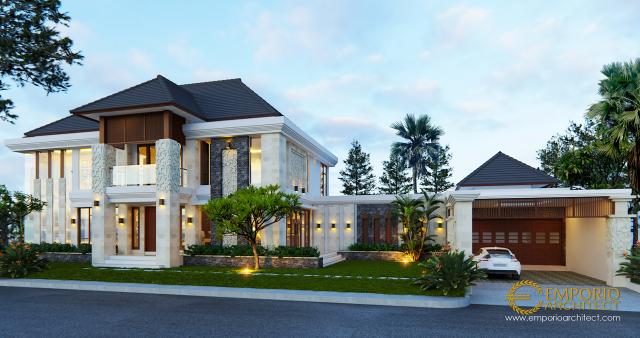 Desain Tampak Depan 2 Rumah Hook Villa Bali 2 Lantai Ibu Suli di Palangka Raya