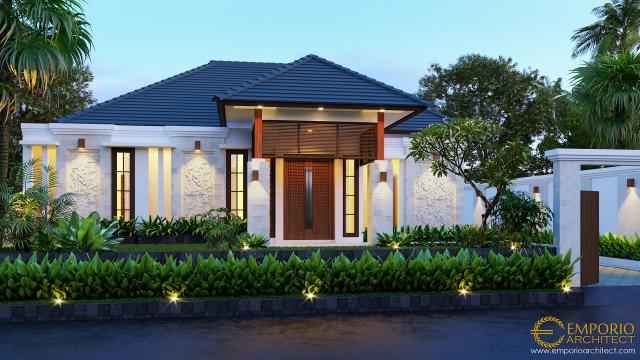 Desain Exterior Rumah Villa Bali 1 Lantai Bapak Anwar II di Palangka Raya, Kalimantan Tengah