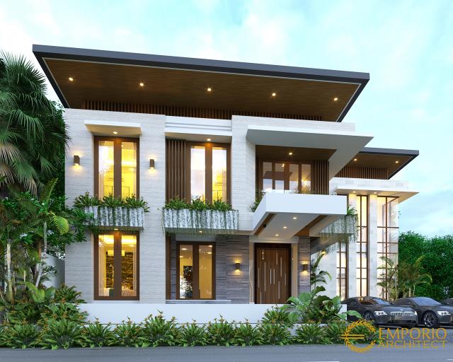 Desain Tampak Depan 2 Kost Modern 2 Lantai Ibu Ristina di Palembang