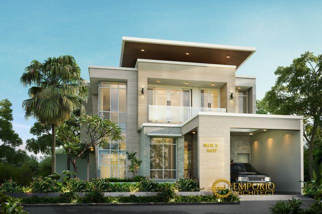 Desain Rumah Modern Tropis 2 Lantai Bapak Okov di  Palembang