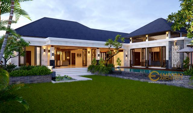 Desain Tampak Belakang 2 Rumah Villa Bali 1 Lantai Ibu Zahara di Palembang