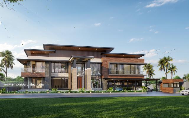 Desain Rumah Modern Industrial 2 Lantai Bapak Abarham di Palembang, Sumatera Selatan