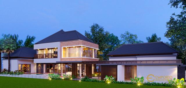 Desain Tampak Depan 2 Rumah Villa Bali 2 Lantai Bapak Guntur di Pandeglang, Banten