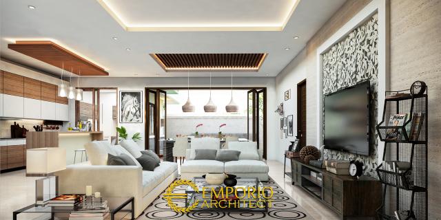 Desain Ruang Keluarga Rumah Villa Bali 1 Lantai Bapak Indra di Pekanbaru, Riau