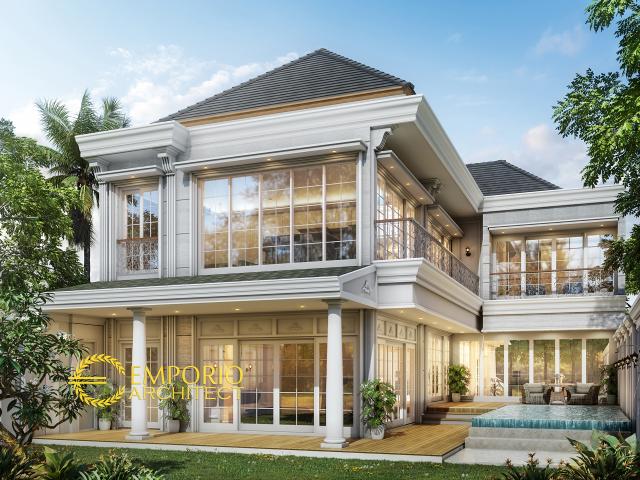 Desain Tampak Belakang Rumah Classic 2 Lantai Bapak Dody di Pekanbaru, Riau