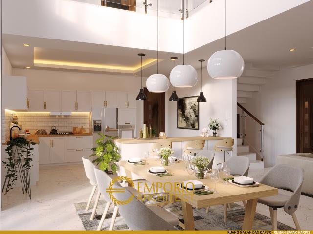 Desain Ruang Makan dan Dapur Rumah Modern 2 Lantai Bapak Harris di Pekanbaru, Riau