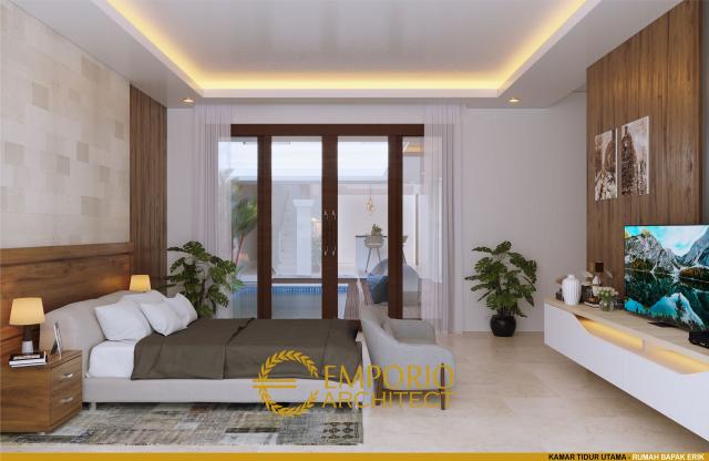 Desain Kamar Tidur Utama Rumah Villa Bali 1.5 Lantai Bapak Erik di Pekanbaru, Riau