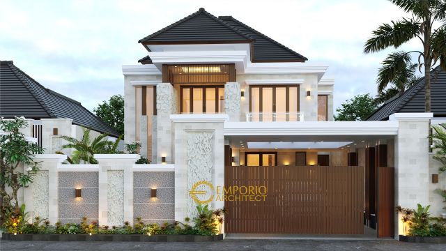 Desain Rumah Villa Bali 2 Lantai Ibu Sulistya di Pekanbaru, Riau