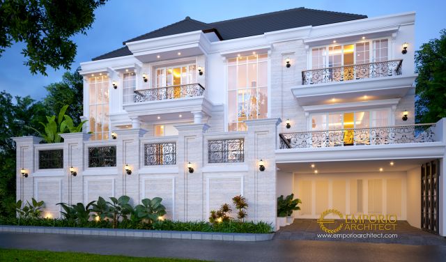 #facadedesign - Mr. Bobby Classic House 2.5 Floors Design - Pontianak - Code 7350