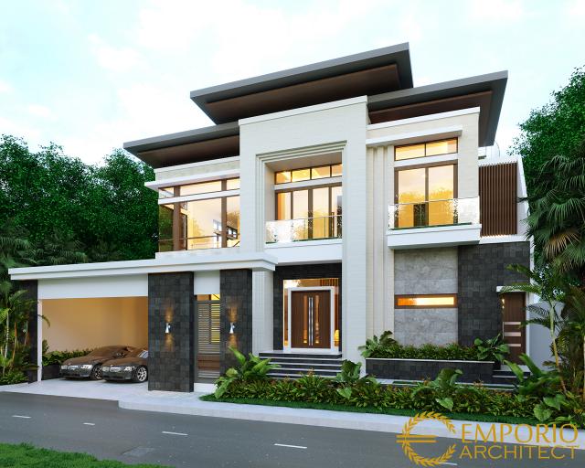 Desain Tampak Depan Rumah Modern 2 Lantai Bapak Edwin di Pontianak