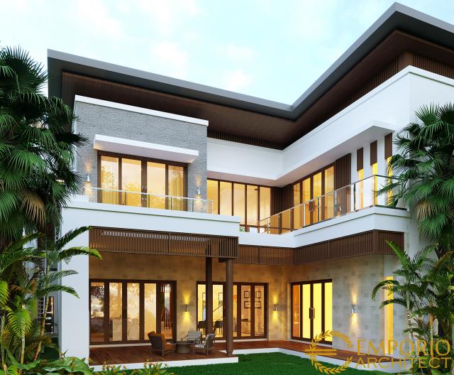 Desain Tampak Belakang Rumah Modern 2 Lantai Bapak Edwin di Pontianak