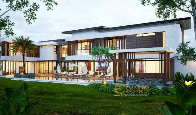 Desain Tampak Belakang Villa Modern 2 Lantai Bapak Jafar di Purwakarta