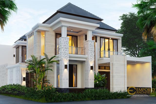 Desain Tampak Depan Rumah Villa Bali 2 Lantai Bapak Hari di Sanur, Bali