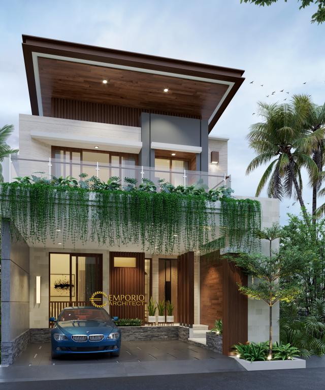 Desain Tampak Depan Rumah Modern 3 Lantai Bapak Adam di Serpong, Banten