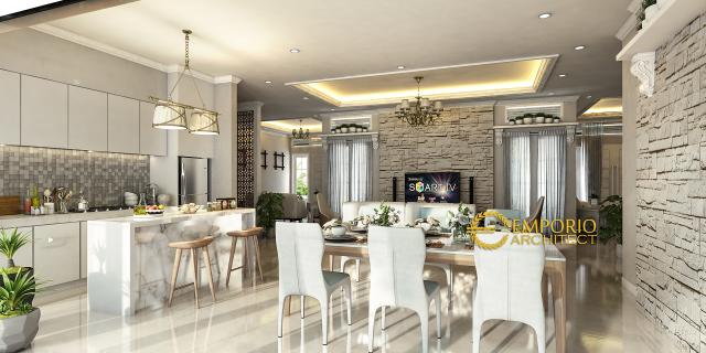 Desain Ruang Makan dan Dapur Rumah Classic 2 Lantai Ibu Winda di Sumatera Barat